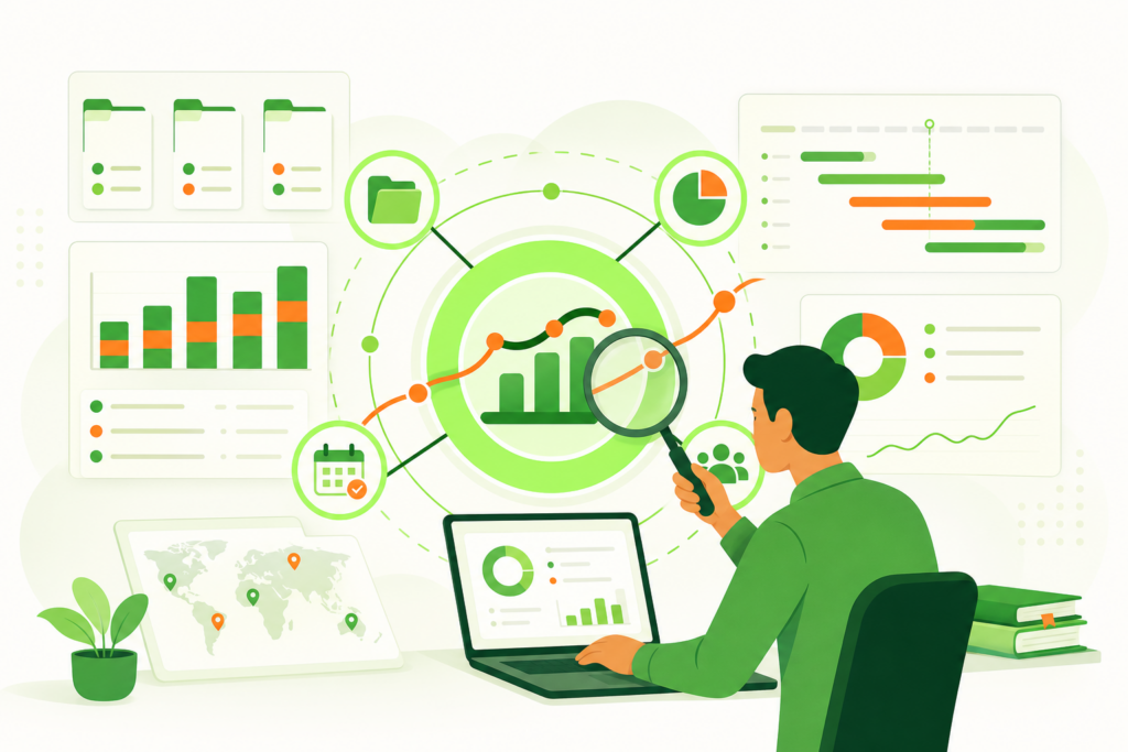 Illustration d’analyse des données financières par projet dans SAGA